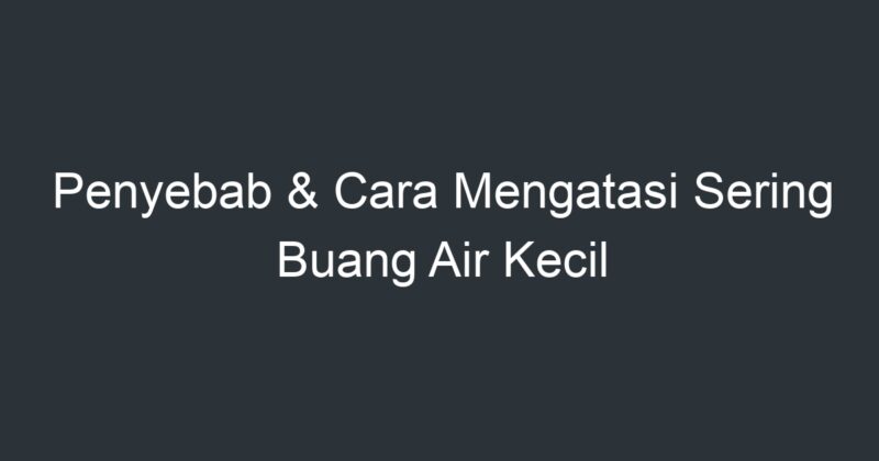 Penyebab & Cara Mengatasi Sering Buang Air Kecil - Artikel Pendidikan