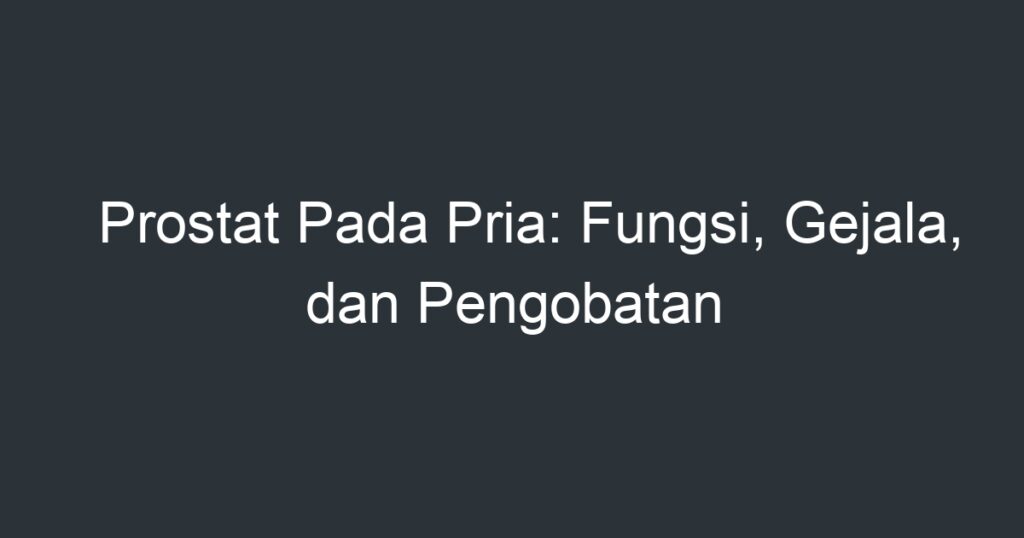 Prostat Pada Pria: Fungsi, Gejala, Dan Pengobatan - Artikel Pendidikan