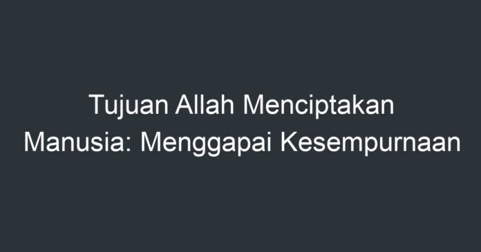 Tujuan Allah Menciptakan Manusia: Menggapai Kesempurnaan - Artikel ...